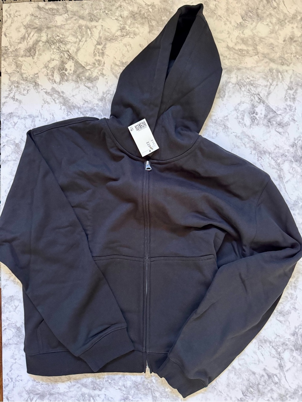 H&M Black Loose-Fit Hoodie with Zipper